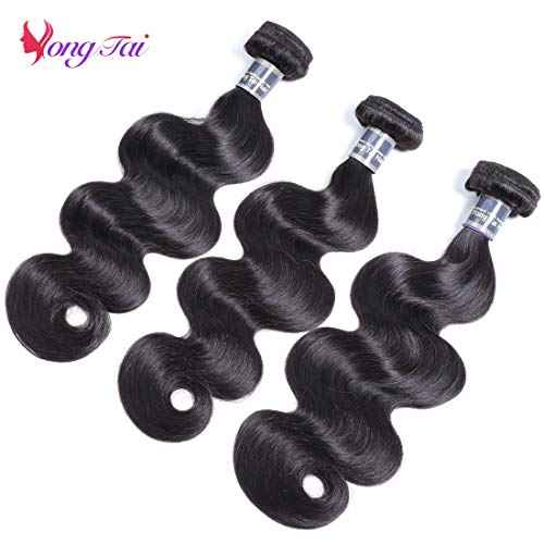 Brazilian Body Wave Human Hair Extensions - 12/14/16 Inch, 8A Virgin, 100% Unprocessed, 1B Color