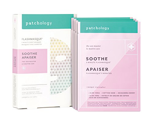 Patchology "Soothe FlashMasque Facial Sheet Mask with Aloe Vera - Men and Women Face Masks Skincare Sheet for Moisturizing and Hydrating Skin in 5 Minutes - Best Face Sheets Moisturizer (4 Count)