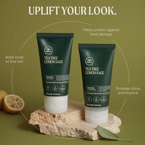 Tea Tree Lemon Sage Thickening Blowout Gel, Volumizing Hair Gel, For Fine Hair, 5.1 fl. oz