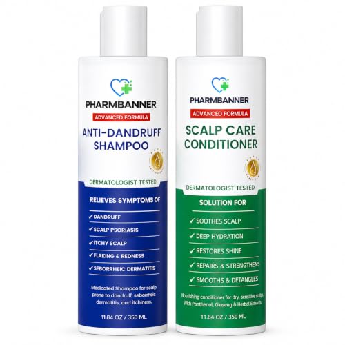 PHARMBANNER OTC Medicated Dandruff Shampoo & Conditioner Set 11.84 fl oz (Pack of 2) Tea Tree