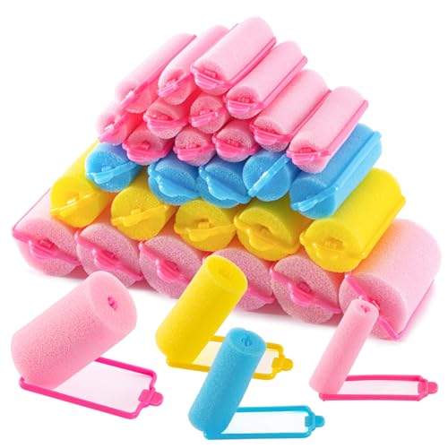 MAQIHAN 36PCS Foam Hair Rollers - Sponge Rollers for Hair Heatless Curlers in Four Sizes - Soft Sleeping Thin Hair Curl Overnight Rolos for Any Hair Type - Includes Instructions