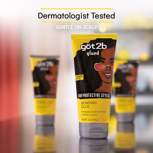 got2b Glued Bonding Glue, 6 Fl Oz, Invisible Wig Glue with Long-Lasting Hold, Dermatologist-Tested and Scalp-Friendly Formula with Pro-Vitamin B5, Easy Removal
