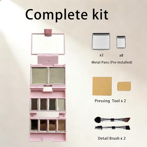 Mini Foldable Magnetic Makeup Palette - 2-Pack with Mirror & 10 Pans