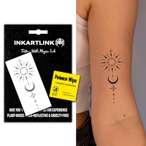 INKARTLINK Sun and Moon Temporary Tattoos | Waterproof 7-14 Days