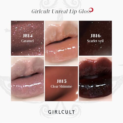 GIRLCULT Glass Shine Lip Gloss, Lightweight Hydrating Lip Oil, Jelly Texture, Long Lasting Non Sticky Lip Stain, Plumping Lip Gloss, Transfer Proof with Glossy Finish (J816)