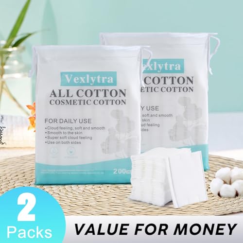 Cotton Pads 200pcs - Hypoallergenic, Lint-Free, Makeup Remover