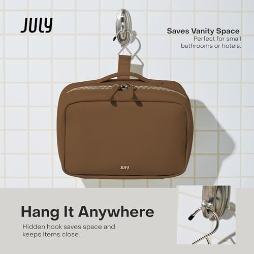 July Hanging Toiletry Bag with Hidden Hook and Toothbrush Tab - Light Brown