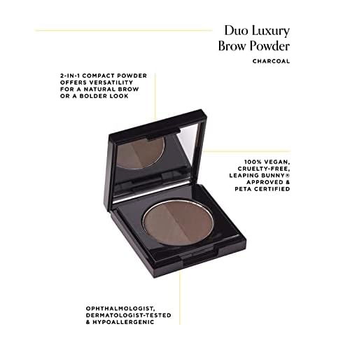 Arches & Halos Brow Shaping Set - Dual Ended Brush With Luxury Brow Powder In Charcoal - Define, Brush And Blend Brows - Easily Fill, Sculpt Full Eyebrows - Vegan, Cruelty Free Makeup - 2 Pc