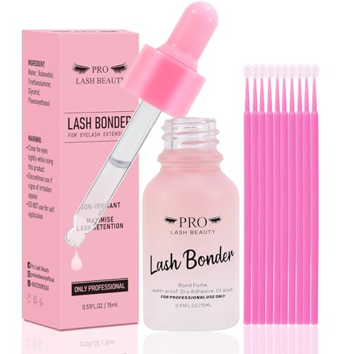 PRO Lash Bonder for Eyelash Extensions - Super Bonder Glue Accelerator, 15ml, Waterproof & Oil-proof, Includes 10 Cotton Swabs & Dropper for Dose Control
