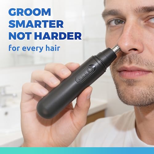 Lysandra Nose Hair Trimmer for Men: Painless Ear Hair Trimmer with 5 Month Battery Life ? Electric Nose Hair Remover Featuring an Easy to Clean Detachable Head, Black