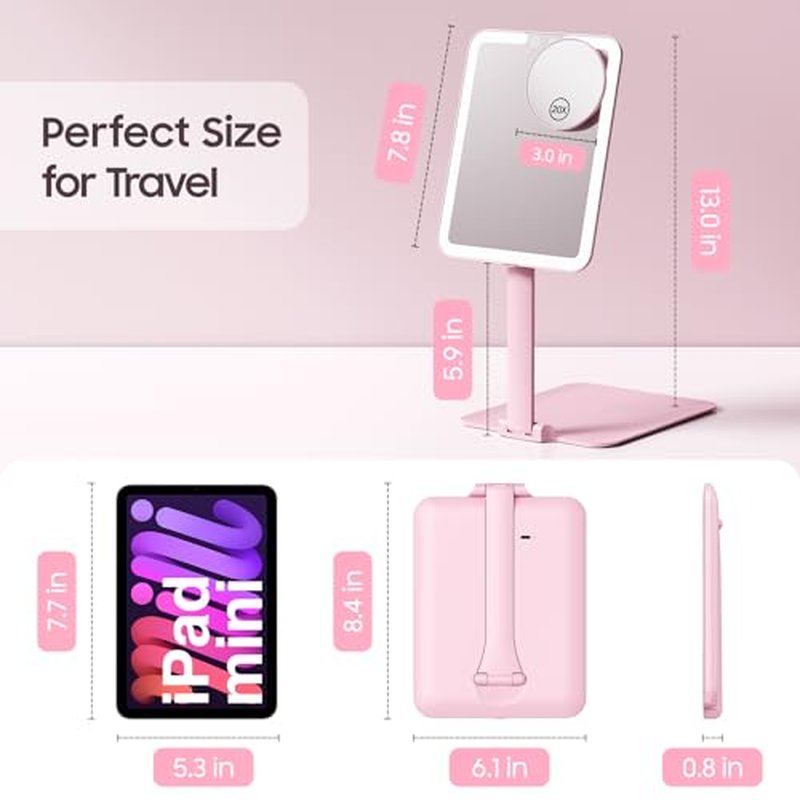Benbilry Rechargeable Travel Makeup Mirror with 20X Magnification