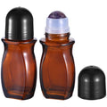 YEXEXINM 2 Pack 1.7oz Amber Glass Roll-On Bottles with Crystal Rollerball