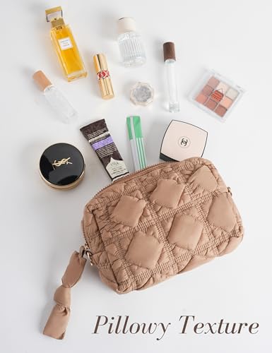 Yarnic Quilted Makeup Bag - Cosmetic Organizer Travel Pouch