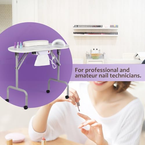 AGESISI Portable Manicure Table Foldable Nail Desk with Dust Collector