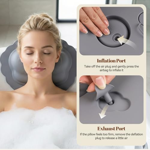 Silicone Bath Pillow with Suction Cups – Adjustable Neck Support