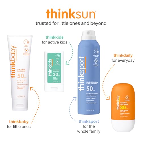 Thinkbaby SPF 50+ Mineral Sunscreen, 6 Oz – Water Resistant Baby Sun Cream