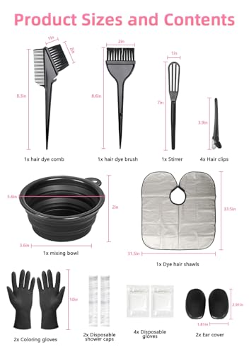 16-Piece Professional Hair Dye Kit with Storage Bag & Tools
