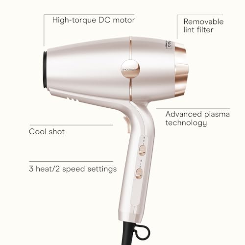 INFINITI PRO CONAIR SmoothWrap Hair Dryer, Blow Dryer with Diffuser and Concentrator Attachments, Advanced Plasma and Ceramic Technology for Less Frizz, More Volume, and Body, Champagne
