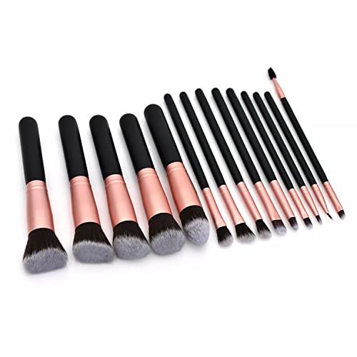 Professional Premium Makeup Brush Set 14-piece Matte Rose Gold Foundation Eye Shadow Concealer Blush Brush & Vegan