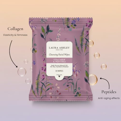 Laura Ashley 4 Pack Face Wipes for Women - Cleansing Makeup Remover Wipes with Vitamin C, Retinol, Hyaluronic Acid - 120 Pcs