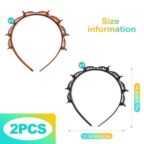 2-Piece Clip Headband Set for Easy DIY Hairstyles - Black & Brown