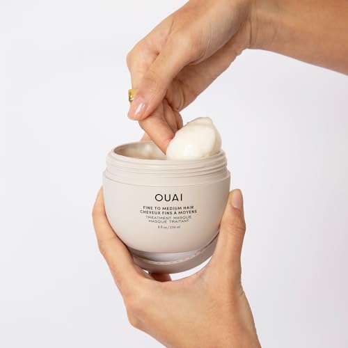 OUAI Fine Hair Treatment Bundle - Fine Hair Shampoo, Fine Hair Conditioner, Fine to Medium Hair Treatment Masque - Volumizing & Strengthening Hair Repair Set (3 Count, 10oz/10oz/8oz)