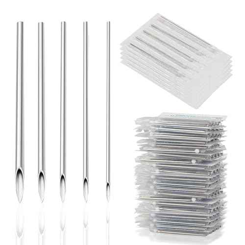 50pcs Piercing Needles Kit - 12G 14G 16G 18G 20G Mixed Gauges, 316L Stainless Steel Hollow Needles for Ear Nose Belly Button Jewelry Piercing