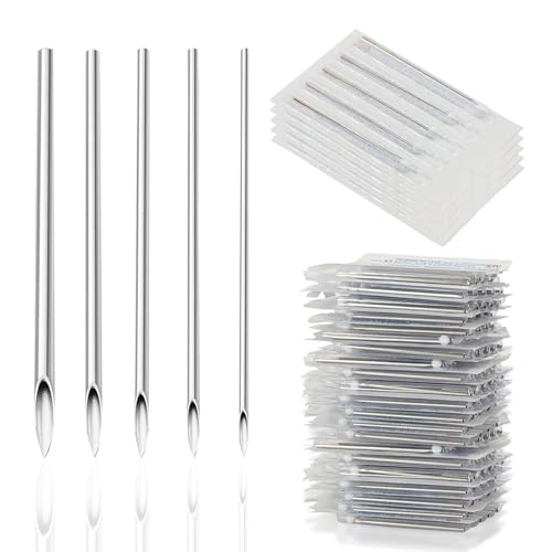 50pcs Disposable Piercing Needles Kit - 12G to 20G Stainless Steel