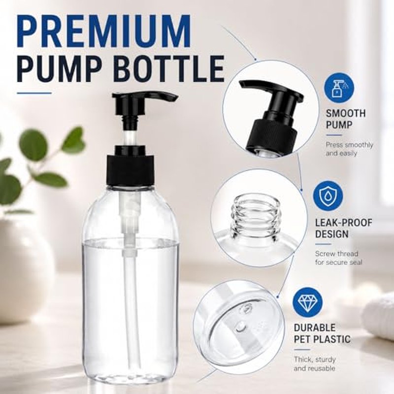 3 Pack 17oz (500ml) Empty Pump Bottles Jansburg Clear Lotion