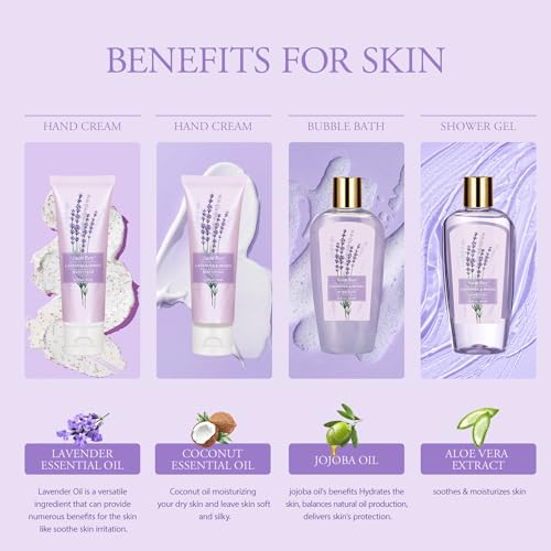 Spa Gifts for Women Bath and Body Lavender Honey Gift Set, Spa Gift Basket for Self Care, Relaxing Bath Sets for Mom, Grandma, Girlfriend, Sister, Spa Kit, Self-Care Set, Gifts for Women