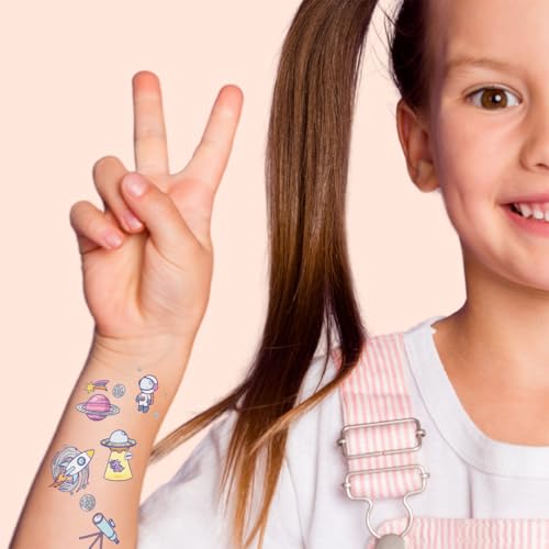 Space Ranger Temporary Tattoos - 25 Metallic Galactic Designs