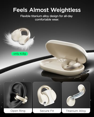 TALIX Open Ear Wireless Bluetooth Earbuds Clip-On White