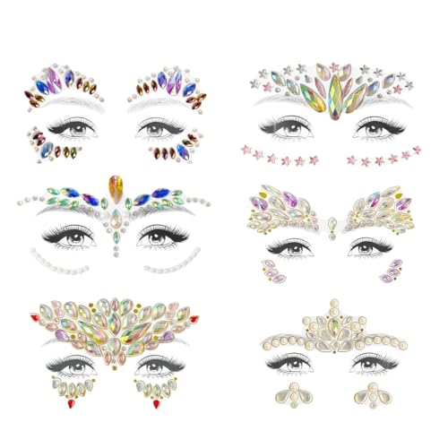 Face Gems Self-Adhesive Rhinestones - 6 Festival Makeup Designs