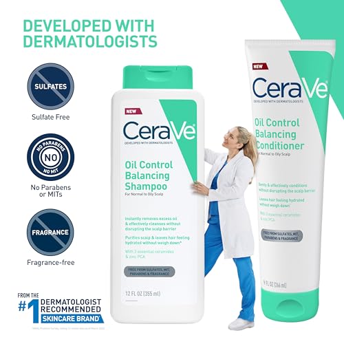CeraVe Oil Control Balancing Shampoo for Oily Hair, 12 oz