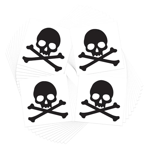 Skull & Crossbones Temporary Tattoos 48-Pack Black