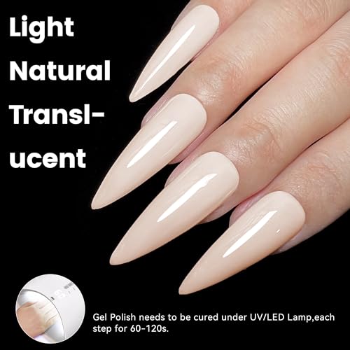 YTD Likomey Nude Gel Nail Polish,15ml Nude Pink Translucent Neutral Jelly Sheer Salon Home DIY Nails Art Manicure UV Nail Gel Varnish,LS03