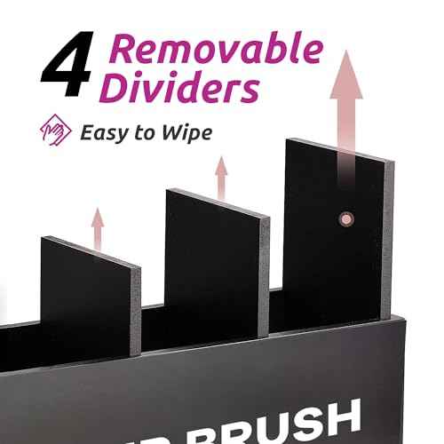 Suli Large Makeup Brush Holder Organizer, Wooden Cosmetic Brushes Storage with 3 Slots, Eyeliners Display Case for Vanity Desktop Bathroom Countertop -Black