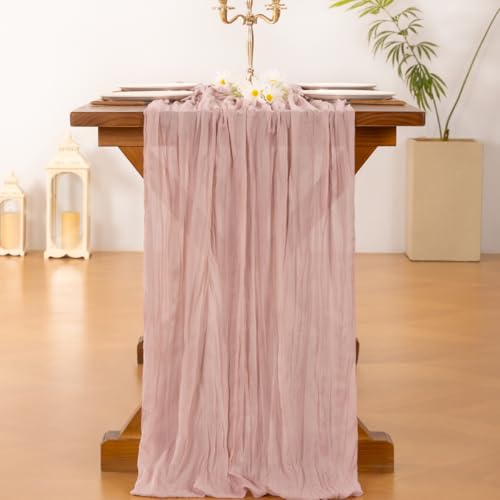 Socomi Pink Cheesecloth Table Runner 120 inch