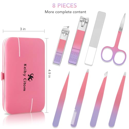 8-Piece Precision Tweezers Set for Facial Hair Removal