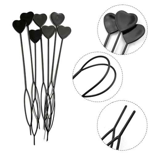 16PCS Quick Topsy Tail Hair Beader Kit ? Automatic Bead Loading Tool, Braiding Loop Threader, Ponytail Maker for Girls Kids Hair Styling and Plait Accessories (black)
