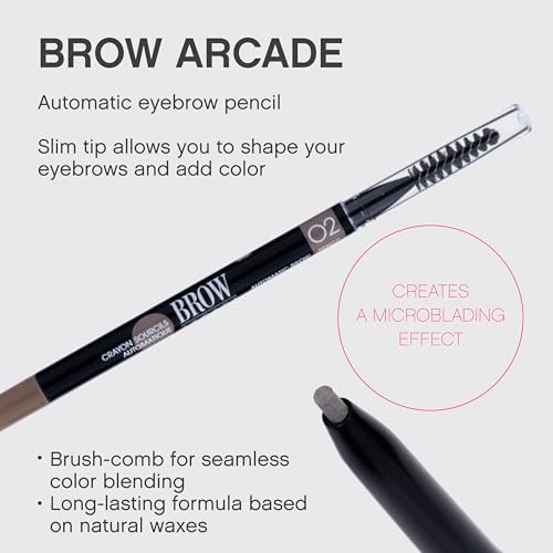 Vivienne Sab? Brow Arcade Eyebrow Pencil ? Micro Definer with Brush for Natural Shaping, Long-Wear Color for Full, Defined Arches, Shade 02 Chocolate Brown, 0.035 oz