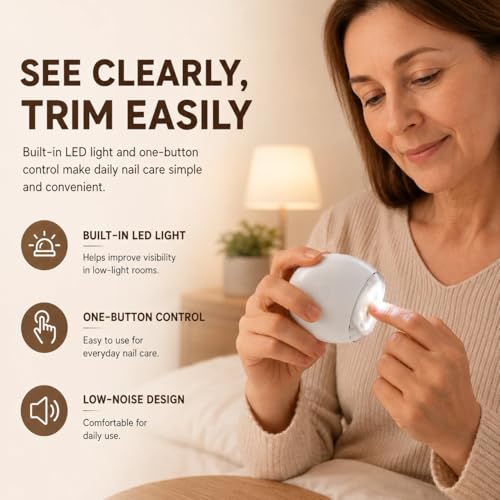Electric Nail Clipper with LED Light & Built-in Storage - 3 Speed Trimmer