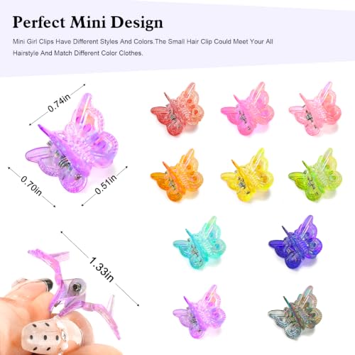 Mini Butterfly Hair Clips Set - 50 Assorted Colors for Girls