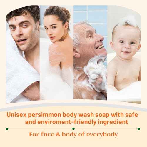 3Pack Natural Persimmon Soap Bar for Body Odor Control, Organic Deodorant Body Persimmon Bar Soap for Old People Smell, Remove Odor Bath Body Wash for Women & Men