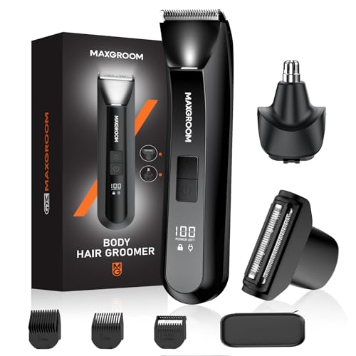 Manscape 3-In1 Body & Pubic Hair Trimmer for Men, IPX7 Waterproof Ball & Groin Shaver with LED Light, Electric Razor with Travel Pouch & USB Rechargeable, Christmas Gifts for Men