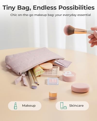 BAGSMART Small Makeup Bag - Slim Water-Resistant Organizer