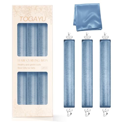 Togayu Heatless Curls Overnight Hair Set - Blue Velvet Jumbo Curlers