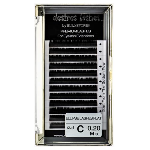 Ellipse Eyelashes 0.20mm Thickness C Curl Length Mixed 8-14mm Flat Lashes Extensions Individual Volume So-Soft For eyelash Extension(Ellipse,Flat 0.20,C,Mixed 8-14mm)