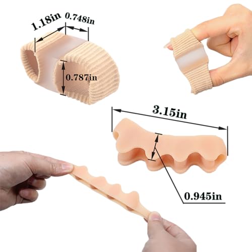 Toe Separators for Women & Men - Gel Plantar Fasciitis Relief, Slim Fit