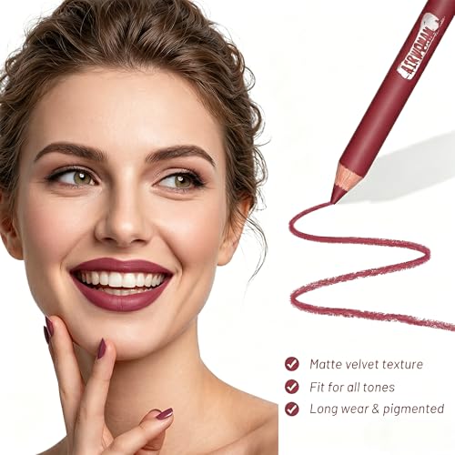 12-Color Waterproof Lip Liner Pencil Set, Matte Long-Lasting